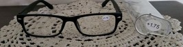 Black Plastic Framed ~ Spring Hinged ~ Reading Glasses w/Clear Case ~ +1... - $14.96