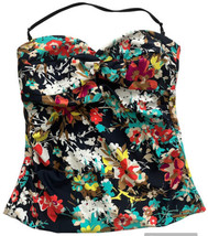 Merona Tankini  Bandeau Swimsuit Top With Neck Strap Sz Large Multicolor Floral  - £16.03 GBP