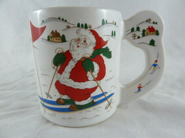 Vintage Christmas Skiing Santa Claus Coffe Tea Mug Cup  Vintage Japan - £7.95 GBP