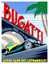 Bugatti 13 x 10 in. Grand Prix Under Bridge Race Car Vintage Giclee Canv... - $19.95
