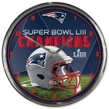 New England Patriots Super Bowl LIII CHAMPIONS 12&quot; Diameter Wall Clock - £31.95 GBP