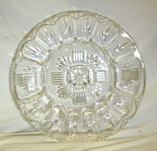 Crystal Deviled Egg Dish Clear 7 Point Fan Waffle Pattern - $39.59