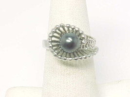 HEMATITE and STERLING Silver Vintage RING signed RSP - Size 5 - $65.00