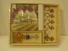 Boston Warehouse Bottle Stopper &amp; Charm &amp; Napkin Set - $7.90