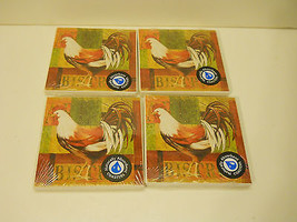 Greenbriar Ceramic coaster Set of 4 Cork bottom &quot;Rooster&quot; - £6.19 GBP