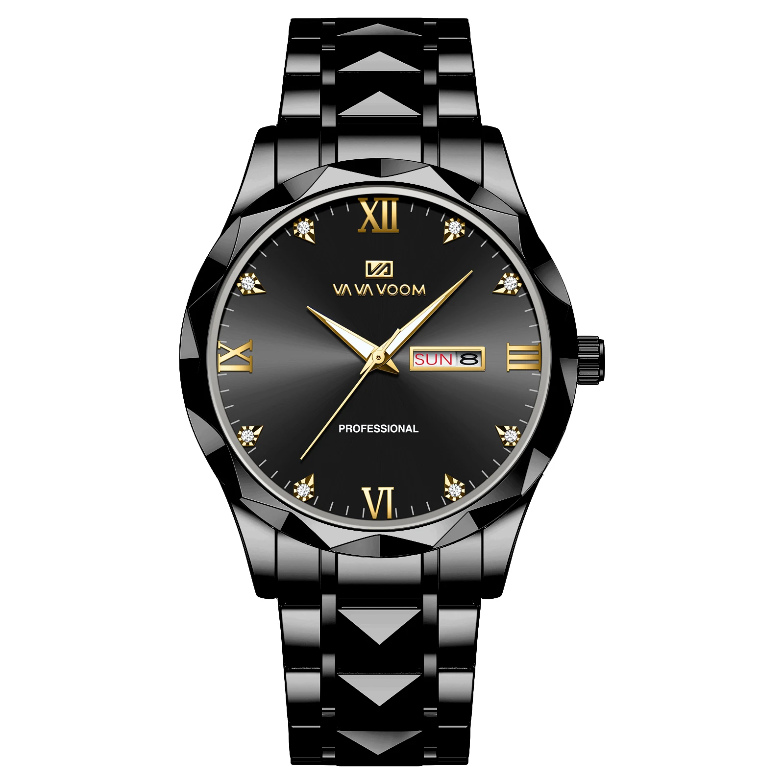  Man Wristwatch VA VA VOOM 2024 New  Waterproof  Date Week Stainless Steel Busin - £43.48 GBP