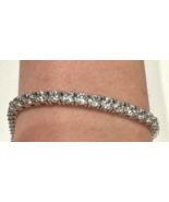 925 Sterling Silver C Z Tennis Link Bracelet 7.5&quot; - $59.39