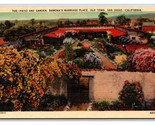 Ramonas Marriage Place Garden Patio San Diego California UNP Linen Postc... - $1.93