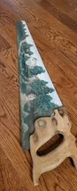 Hand Painted Saw  29&quot; Wood Handle Cabin Scene Signed Vintage Folk Art - £25.67 GBP