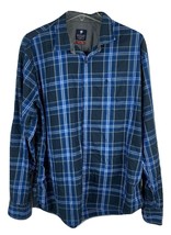 NETPLAY HERITAGE Mens XL 44 Button Down Shirt  FINE Cotton Blue Checkered - £8.91 GBP