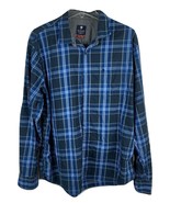 NETPLAY HERITAGE Mens XL 44 Button Down Shirt  FINE Cotton Blue Checkered - £8.83 GBP