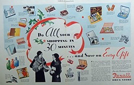 Rexall Drug Store 30&#39;s Print ad. Color Illustration. Scarce old ad. (shopping... - £14.26 GBP