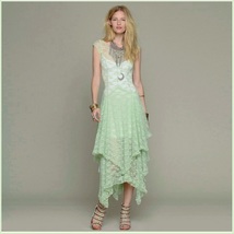 Bohemian Sleeveless Tiered Sheer Layered Lace Asymmetrical Hem Evening Dress image 4