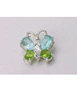 BUTTERFLY PENDANT with Peridot, Blue Topaz and CZs in STERLING Silver - £38.60 GBP