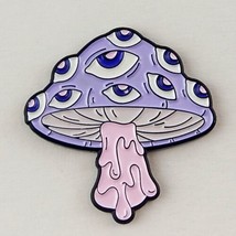 Purple Mushroom with Eyes Enamel Pin Fashion Accessory Pink Jewelry Eyeballs