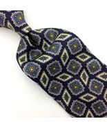 Jim Thompson Tie Navy Blue Beige Green Thai Silk Classic Geometric Necktie #I21 - £12.50 GBP