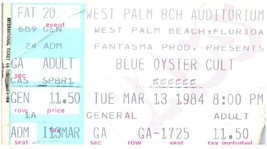 Vintage Blue Oyster Cult Ticket Stub March 13 1984 West Palm Beach - $34.64