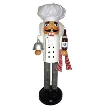 Chef with Bottle of Wine Wood Christmas Nutcracker 14 Inch Kitchen Cooki... - $49.48