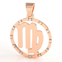 Virgo Zodiac Sign Diamond Bezel Pendant In Solid 10K Rose Gold - £199.00 GBP