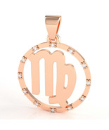 Virgo Zodiac Sign Diamond Bezel Pendant In Solid 10K Rose Gold - $339.08 CAD