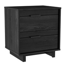 Modern Bedroom Nightstand in Grey Black Wood Finish - £185.76 GBP