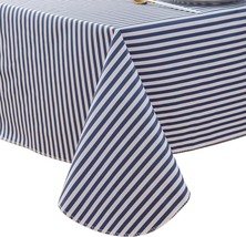  Tablecloth with Flannel Backing Stripe Waterproof Tablecloths Picnic Table - £31.03 GBP