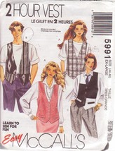 Mc Call&#39;s Pattern 5991 Sizes Xl 44/46 Misses&#39; Or Men&#39;s Vest In 3 Variations - £2.36 GBP