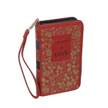 Red and Gold Book of Love Wallet ID Holder Snap Close Novelty Fashion Wristlet - £23.45 GBP