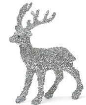 Holiday Lane Shimmer and Light Silver Beaded Glitter Deer Décor C210424 - £11.83 GBP