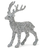 Holiday Lane Shimmer and Light Silver Beaded Glitter Deer Décor C210424 - £11.85 GBP