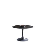 47&quot; Black Rounded Ceramic And Metal Pedestal Base Dining Table - $3,900.99