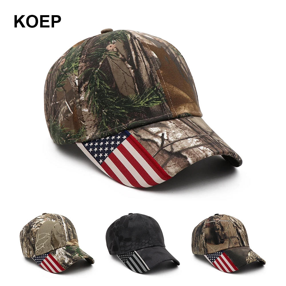 KOEP 2021 American Flag Hunting Camouflage Baseball Cap Women&#39;s Snapback Hat - £12.20 GBP