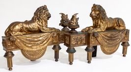 19th Century Pair of Ormolu Lion Chenets Solid Gorgeous - $3,318.40