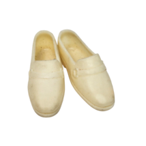 VINTAGE 1960's MATTEL BARBIE KEN WHITE SQUISHY RUBBER LOAFERS SHOES KOREA - $8.55