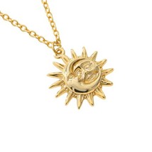 Sun and Moon Necklace For Women Stainless Steel Vintage Gold Chain Necklaces Pen - £19.95 GBP