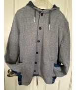 Robert Graham Button Hoodie Cardigan Sweater Camo Accent Hood Gray Blue - £39.81 GBP