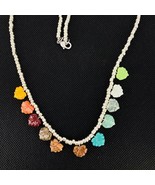 Fall Autumn Shades Leaves Necklace Czech Glass Silver Tone Handmade - £31.59 GBP