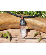 Arkansas Clear Quartz Crystal Pendant Amulet Black Tourmaline Yellow Ave... - $35.54 CAD