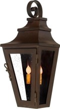San Miguel Flush-Mount Lantern Outdoor Brown Hand-Forged Iron Metal Seeded Glass - £747.17 GBP
