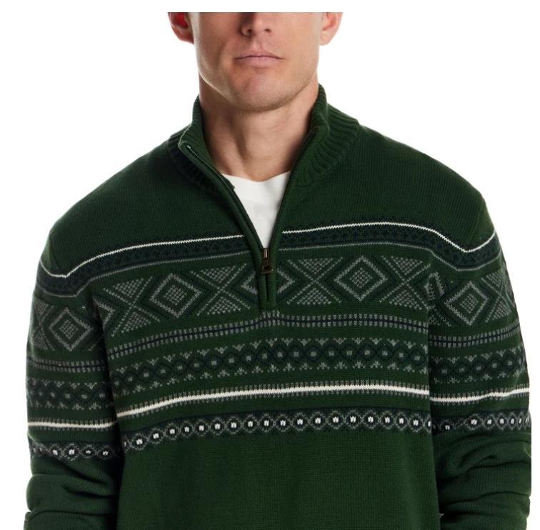Weatherproof Vintage Mens Sweater Green Multicolor 1/4 Zip Christmas Holiday Item image 4