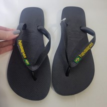 Havaianas Women&#39;s Brazil Flag Slide Sandal Flip Flop Black Sz 10/11 41-4... - £11.83 GBP
