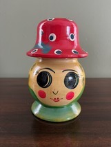 Russian Wooden Bank | Hand Painted Cartoon Face | Novelty Piggy Bank | Vintage - £35.16 GBP