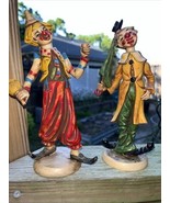 2 Vtg Fontanini Circus Clowns Figurines Italy Umbrella Wine Bottle Top h... - $29.40
