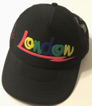 $12 London Vintage 90s Mesh Foam Black Snapback Trucker Hat Cap One Size - £6.89 GBP