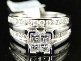 1.20Ct Princess Cut Diamond Engagement Bridal Ring Set 14K White Gold Finish  - £71.35 GBP