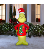 6.5&#39; WHOVILLE GRINCH WEARING SANTA HAT &amp; CHRISTMAS TREE SWEATER AIRBLOWN... - $185.42 CAD