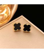 Black clover Earring, Elegant Four Leaf Clover Earring, 18k Gold Tone St... - $16.00