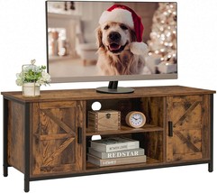 Weenfon Farmhouse Wood Tv Stand For Up To 55 Inch Tv, Television, Rustic Brown - £112.20 GBP