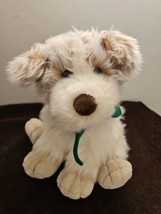 Commonwealth Puppy Dog Plush Stuffed Animal White Tan Sitting Green Bandana - £31.14 GBP