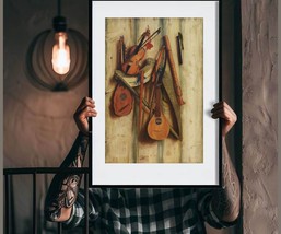 Vintage Musical Instruments Home Decor Art Poster Print 18 x 24 in - £19.67 GBP